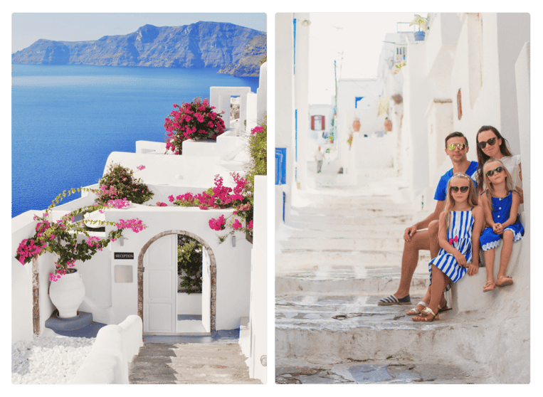 A Family in the Greek Isles and a View of Santorini