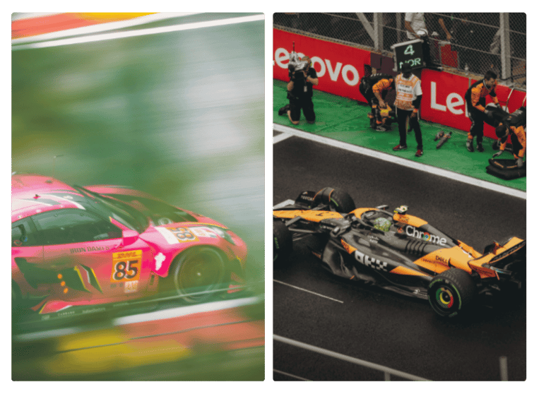 Racecars at the Le Mans Race Track