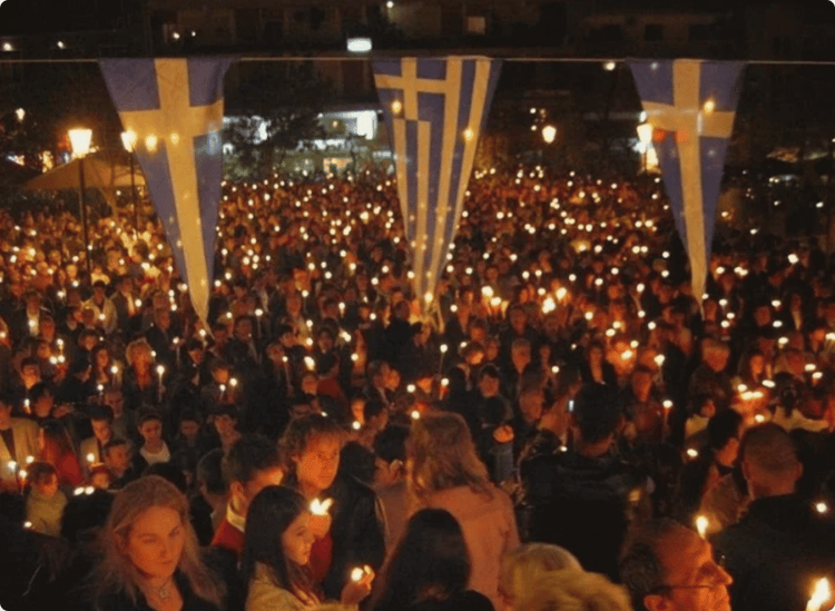 Greece Fire, Fireworks and the Midnight Resurrection