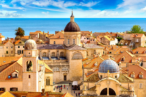 Croatia, Dubrovnik, Old City, Domes, Rooftops, Sea in Background, Historic Architecture, Buildings 1500x1000
