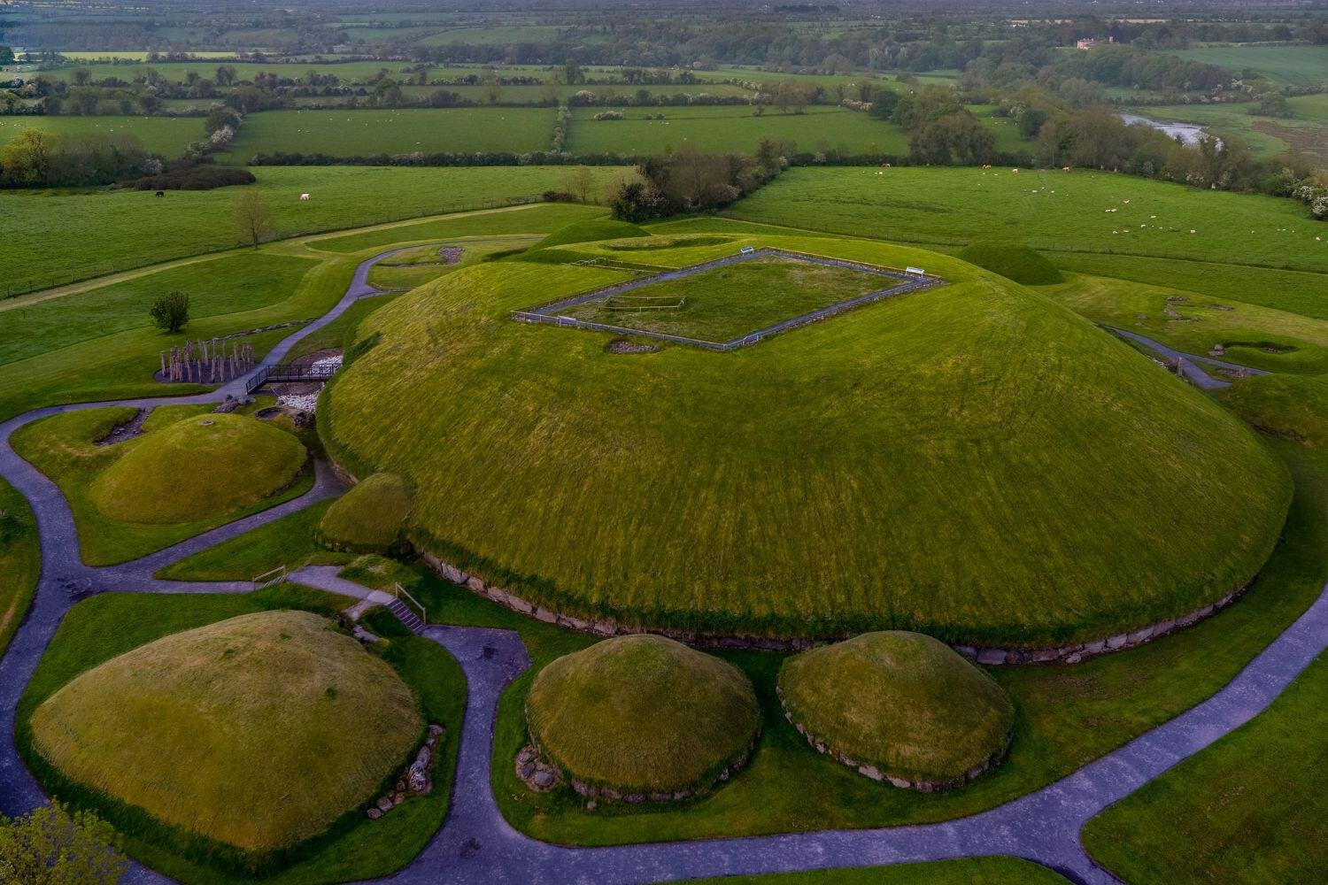 Ireland - Beautiful Sunrise Sky above Knowth Monument, Boyne Valley