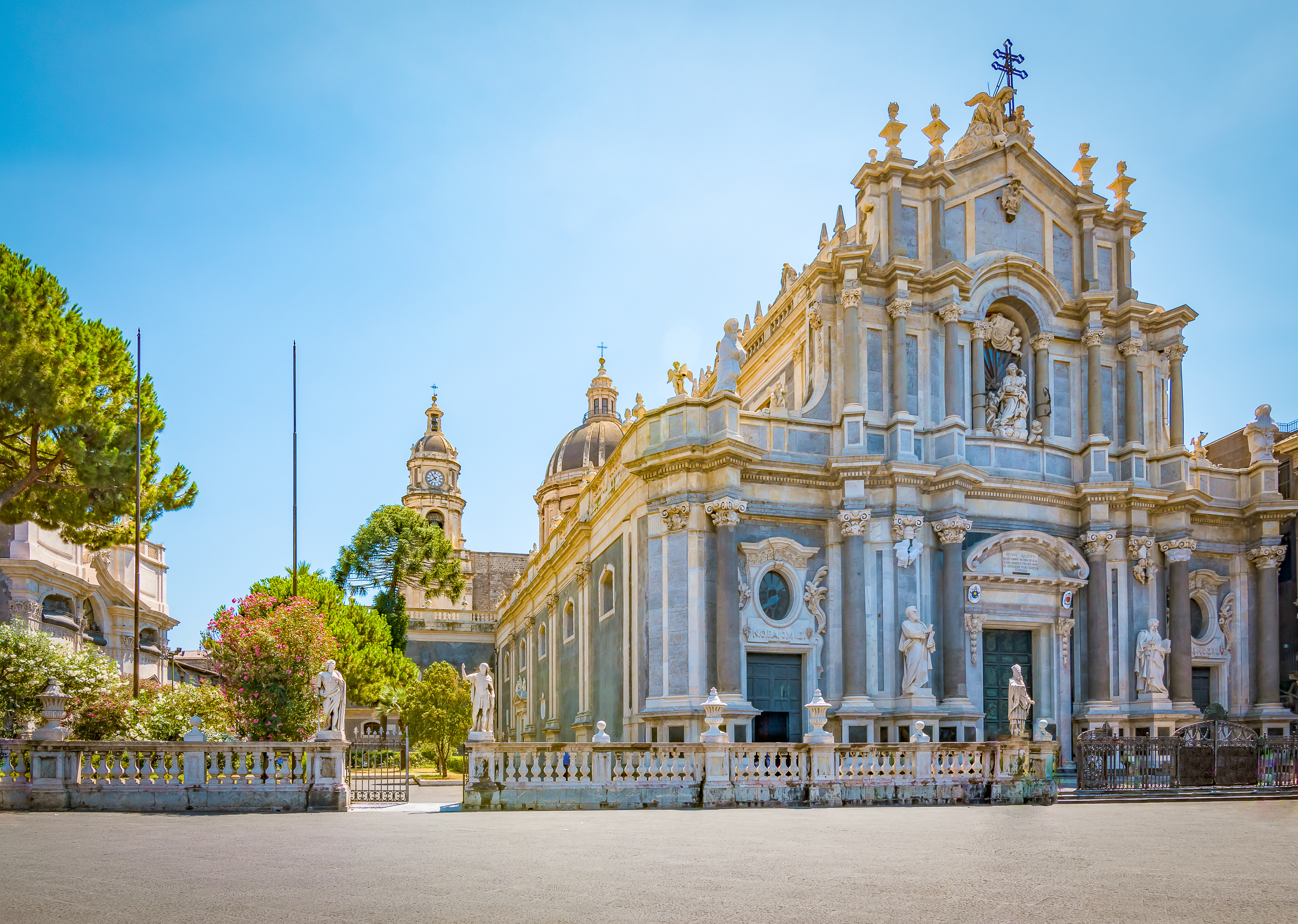 Santa Agatha Katedrali ile Piazza del Duomo Catania, Sicilya, İtalya